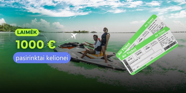 Pietauk, registruok čekį ir laimėk 1000 € vertės dovanų čekį kelionei! 